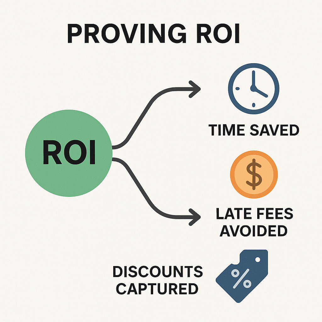 Proving ROI: Time Saved, Late Fees Avoided, Discounts Captured